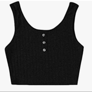 sleeves button crop tank top Size M